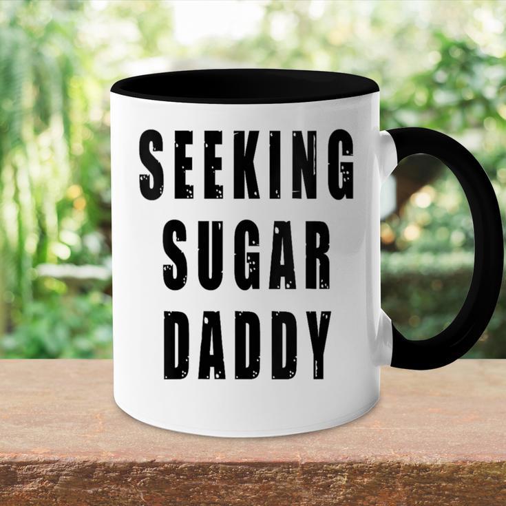 Seeking Sugar Daddy Dad Geburtstagatertag Papa Lustiger Witz Mit-Ausschnitt Tasse Zweifarbig