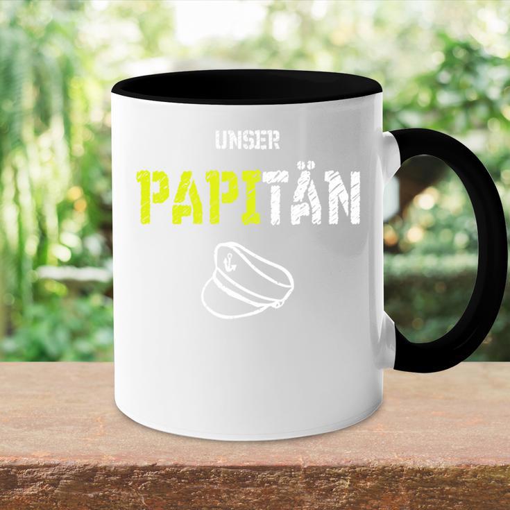 Unser Papitänater Papa Kapitänatertag Seefahrt Humor Tasse Zweifarbig