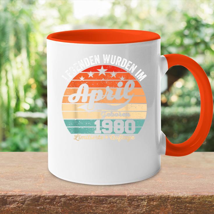 44 Geburtstag Geschenk Mann Legenden Sind Im April 1980 Tasse Zweifarbig