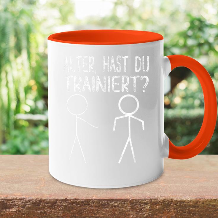 Alter Hast Du Trainiert Fitness Tasse Zweifarbig