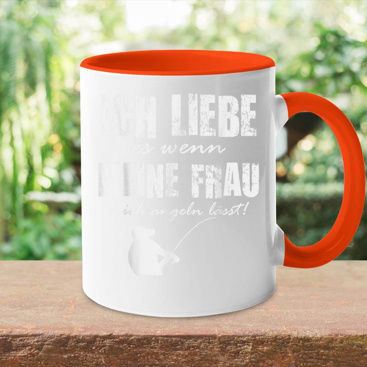 Angler Papa Ich Liebe Es Wenn Meine Frau Mich Angeln Lässt Tasse Zweifarbig