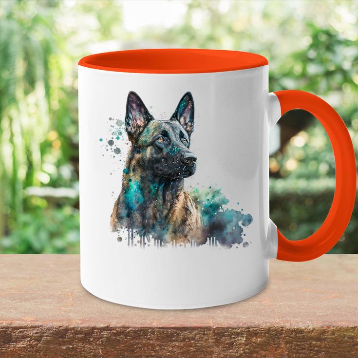 Aquarell Splash Dutchie Hollandse Herder Dutch Shepherd Tasse Zweifarbig