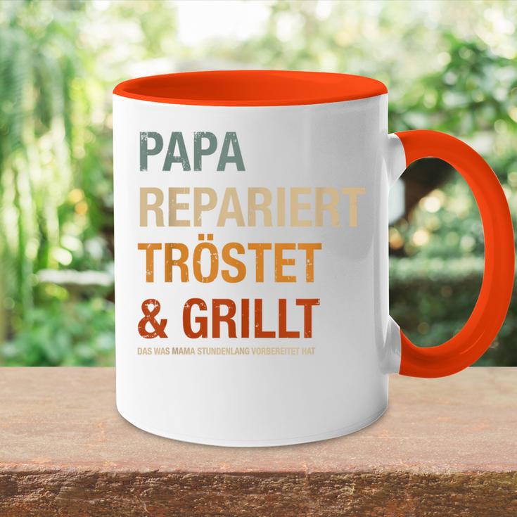 Bbq Papa Repariert Komöstet Und Grillt For Dad Tasse Zweifarbig