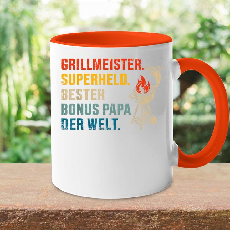 Bester Bonus Papa Superheld Grillmeister Zumatertag Tasse Zweifarbig