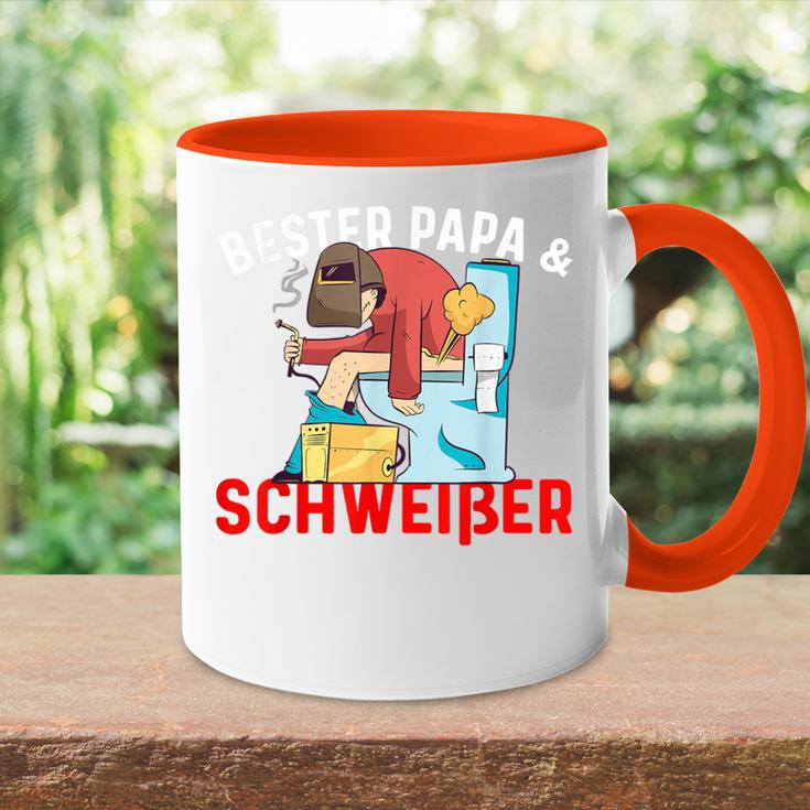 Bester Papa & Schweißer Tasse Zweifarbig