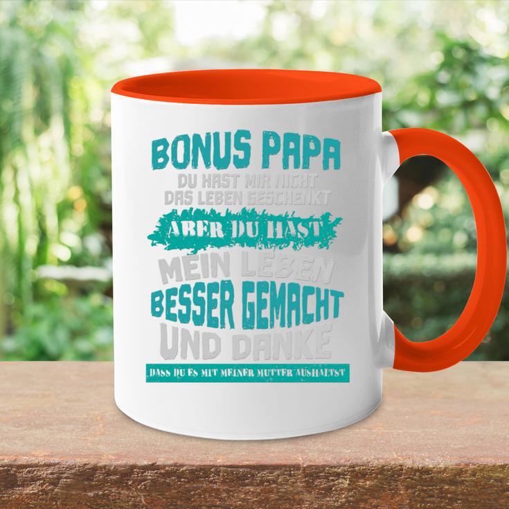 Bonus Papa Stiefvater Sprüche Geschenk For Dads And Dad Tasse Zweifarbig