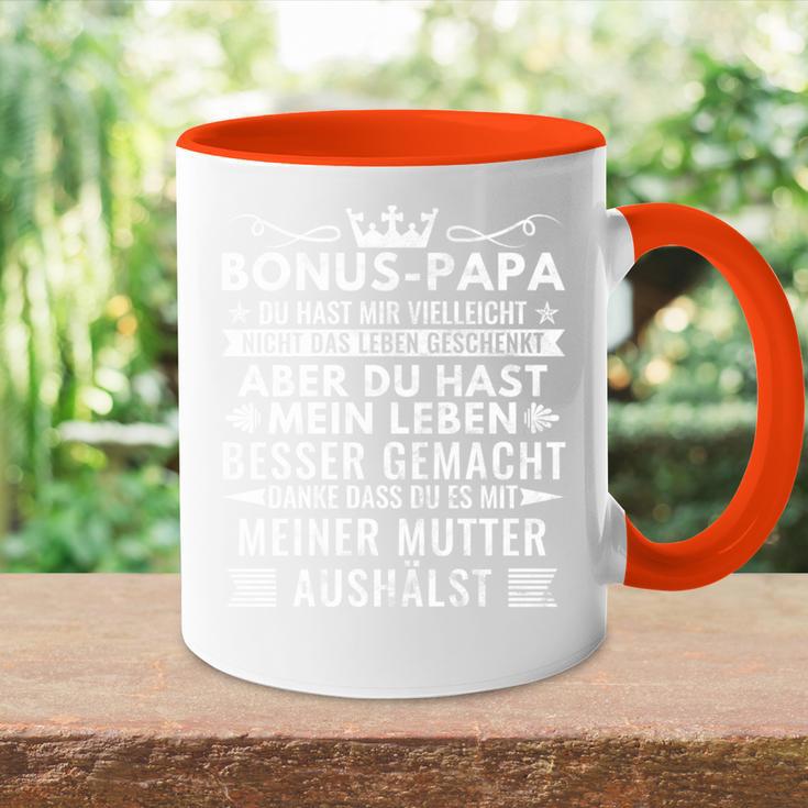 Bonus Papa Stiefvater Stiefpapa Geschenkatertagater Tasse Zweifarbig