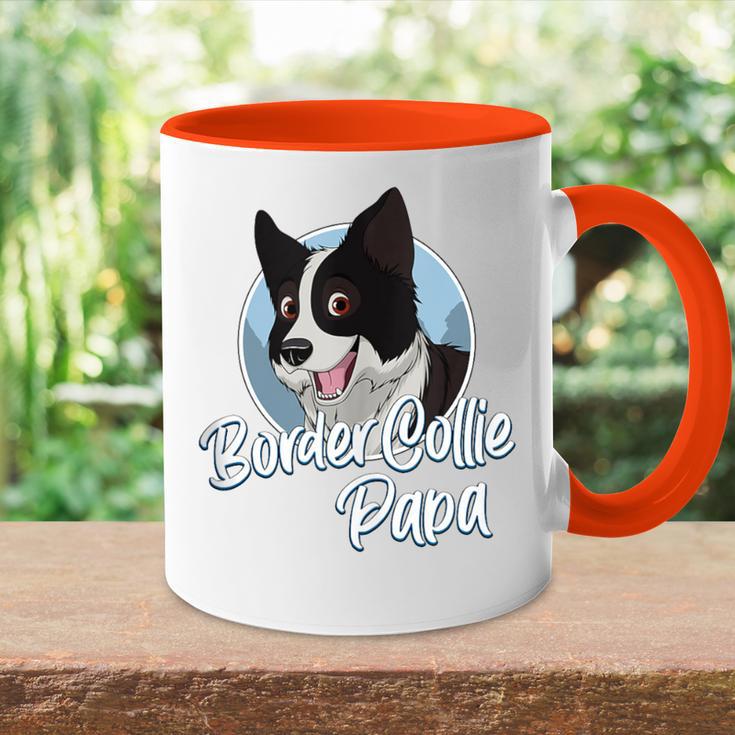 Border Collie Papa Mit Comic Zeichnung Herren Tasse Zweifarbig