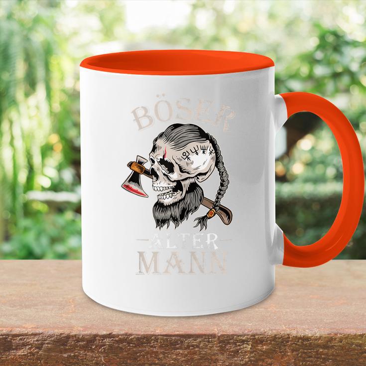 Böser Alter Mann Opa Papa Totenkopf Skullintage Wikinger Tasse Zweifarbig