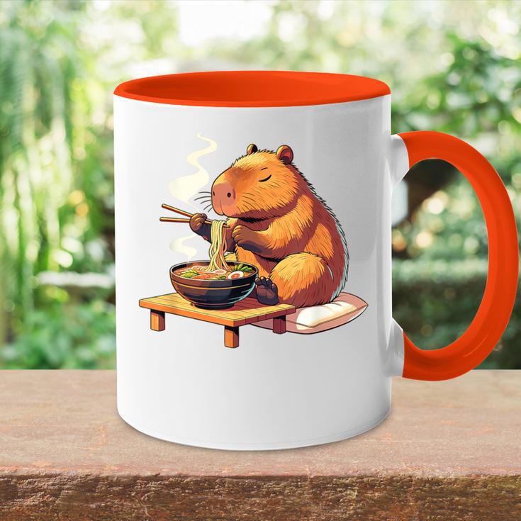 Cute Capybara Eats Ramen Noodles Capybaras Ramen Tasse Zweifarbig