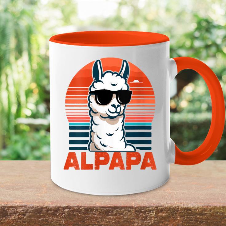 Damen Alpapaatertag Bester Papa Alpaka Alpapa Mit Sonnenbrille Mit-Ausschnitt Tasse Zweifarbig