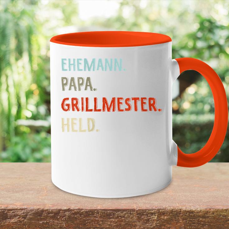 Damen Lustige Idee Zumatertag Ehemann Papa Grillmester Held Mit-Ausschnitt Tasse Zweifarbig