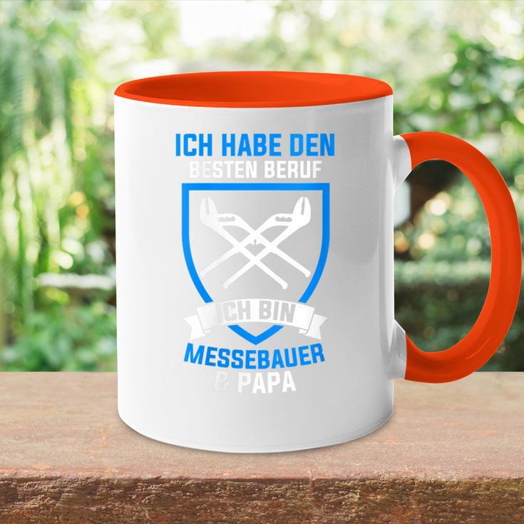 Damen Messebau Papaateratertag Messebauer Mit-Ausschnitt Tasse Zweifarbig