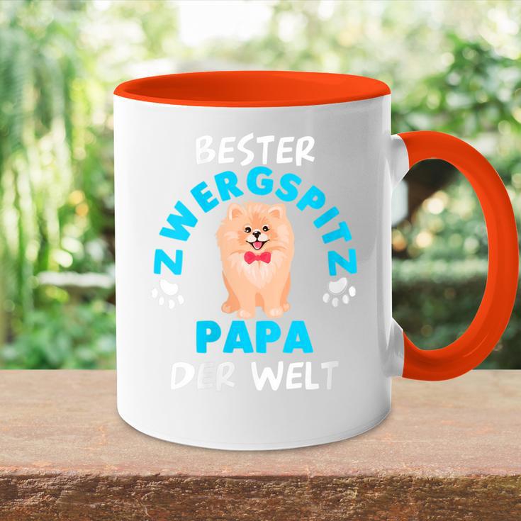 Damen Pomeranian Zwergspitz Papaatertag Papa Mit-Ausschnitt Tasse Zweifarbig