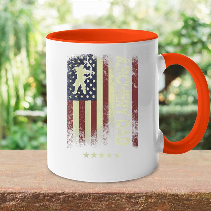 Damen Usa Amerikanische Flagge – Bogenschießen Papa Mit-Ausschnitt Tasse Zweifarbig