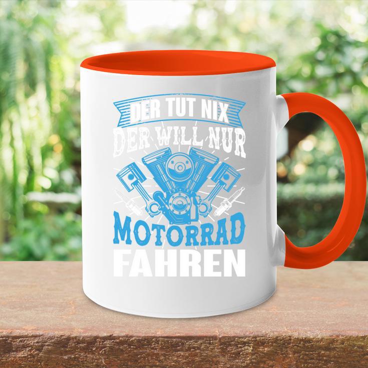 Der Tut Nix Der Will Nur Motorrad Fahren Biker Ehemann Papa Tasse Zweifarbig