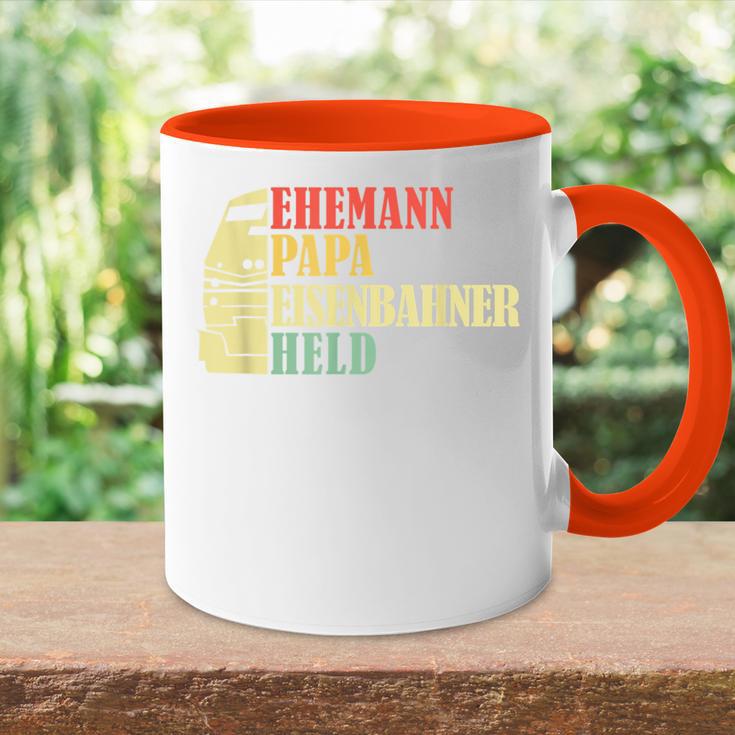 Ehemann Papa Eisenbahner Heldater Tasse Zweifarbig