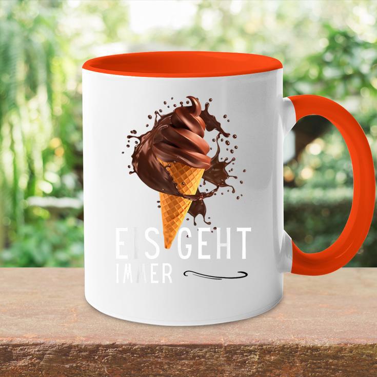 Eis Geht Immer Eisparele Eiscafe Schokoladeneis Orange Tasse Zweifarbig