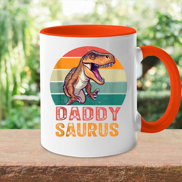 Happy Daddy Saurus T-Rex Dinosaurieratertag Dinosaurier Papa Tasse Zweifarbig