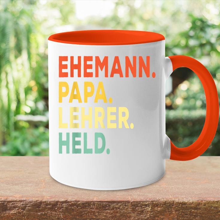 Herren Ehemann Papa Lehrer Held Retro-Jahrgangatertag Tasse Zweifarbig