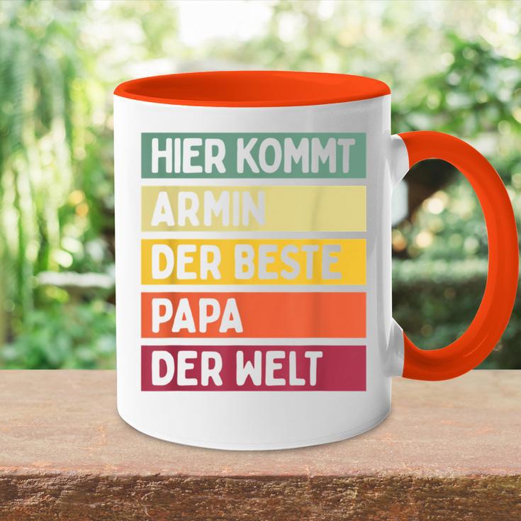 Herren Hier Kommt Armin Der Beste Papa Der Weltatertag Retro Tasse Zweifarbig