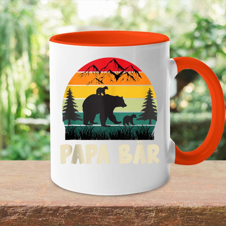 Herren Papa Bär Mit Zwillingenatertag Retroater & Opa Geschenk Tasse Zweifarbig