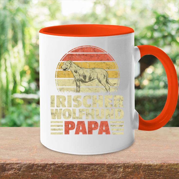 Irischer Wolfshund Papa Irish Wolfhound Windhund Besitzer Tasse Zweifarbig