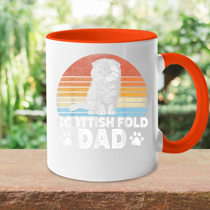 Katzenbesitzer Katzen Papa Retro Scottish Fold Dad Tasse Zweifarbig