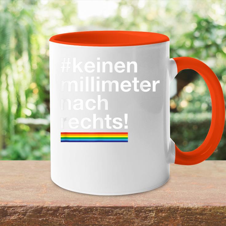 Keinen Millimeter Nach Rechts Lgbt Democratie Love Tasse Zweifarbig