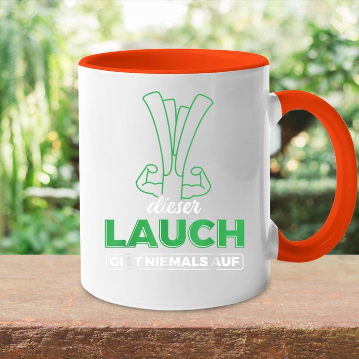 Lauch Gibt Niemal Auf Lauch Tasse Zweifarbig