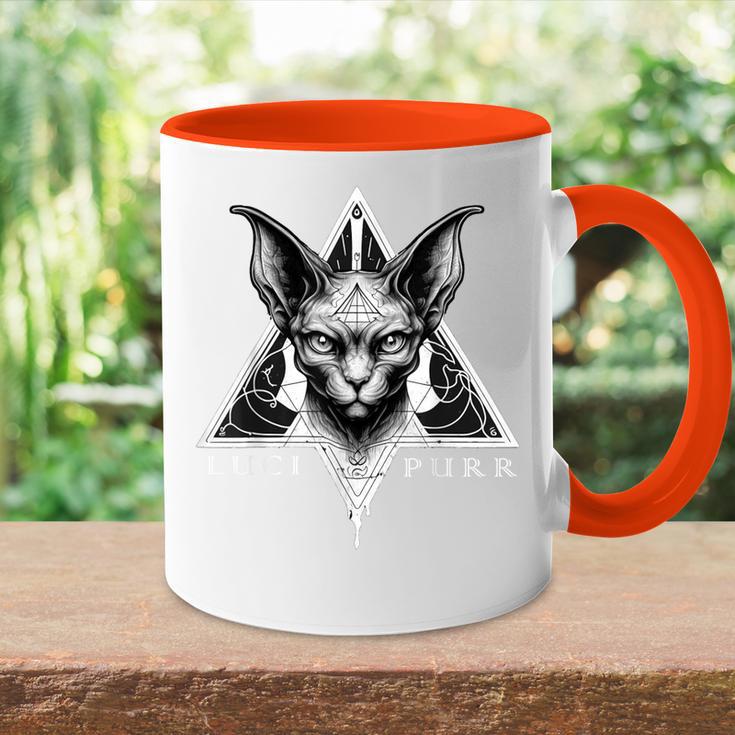 Lucipurr Lucifer Katze Okkulte Sphynx Satanic Atheist Satanismus Tasse Zweifarbig