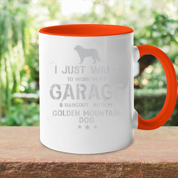 Lustiger Goldener Sennenhund Papa Garage Herren Hang Tasse Zweifarbig