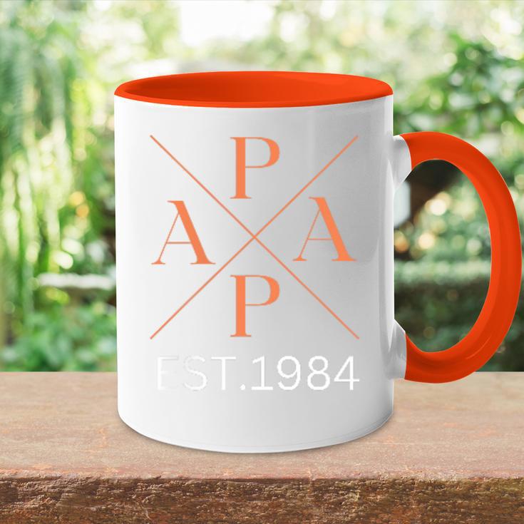 Lustiger Papa Est 1984 Papa Seit 1984 Papa 1984 Tasse Zweifarbig