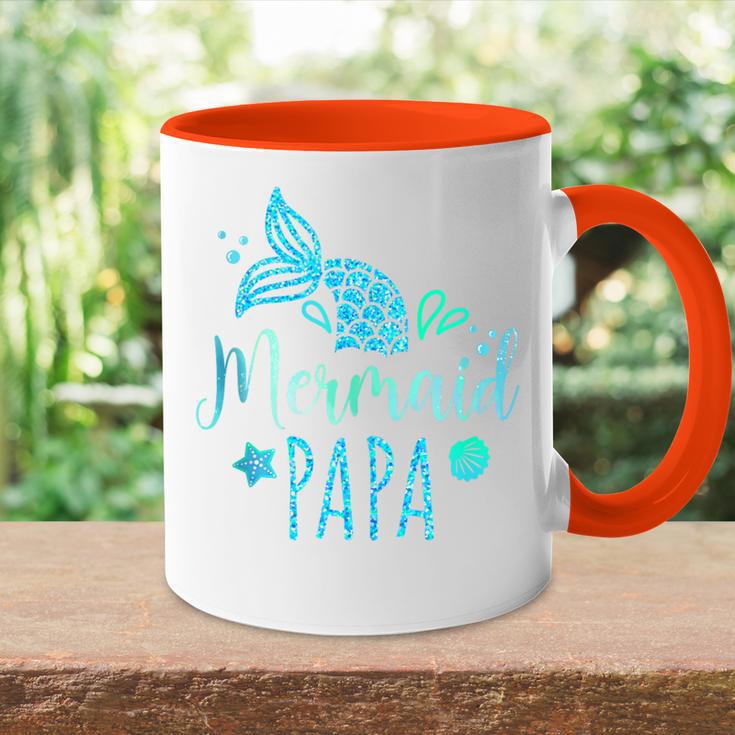 Meerjungfrau Papa Familie Matching Geburtstag Männer Meerjungfrau Squad Tasse Zweifarbig