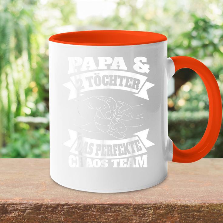 Papa 2 Töchter Perfekte Chaos Teamateratertag Geschenk Tasse Zweifarbig