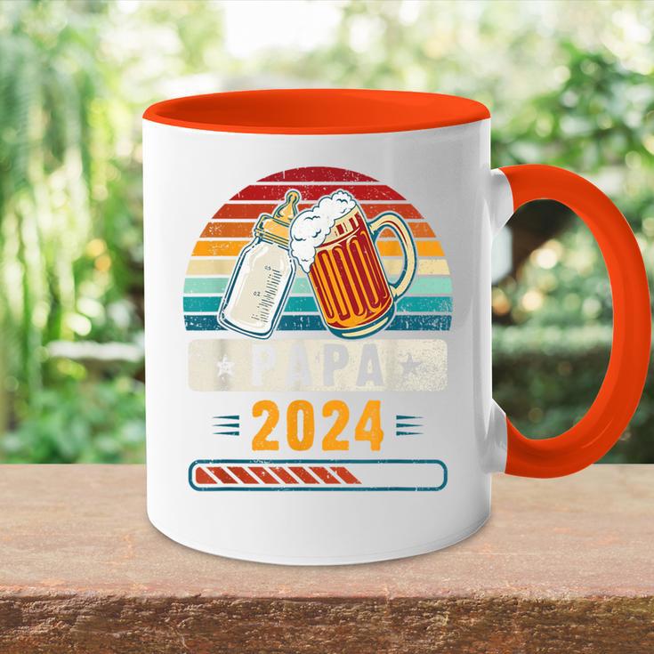 Papa 2024 Babyankündigung Werdender Papa Tasse Zweifarbig