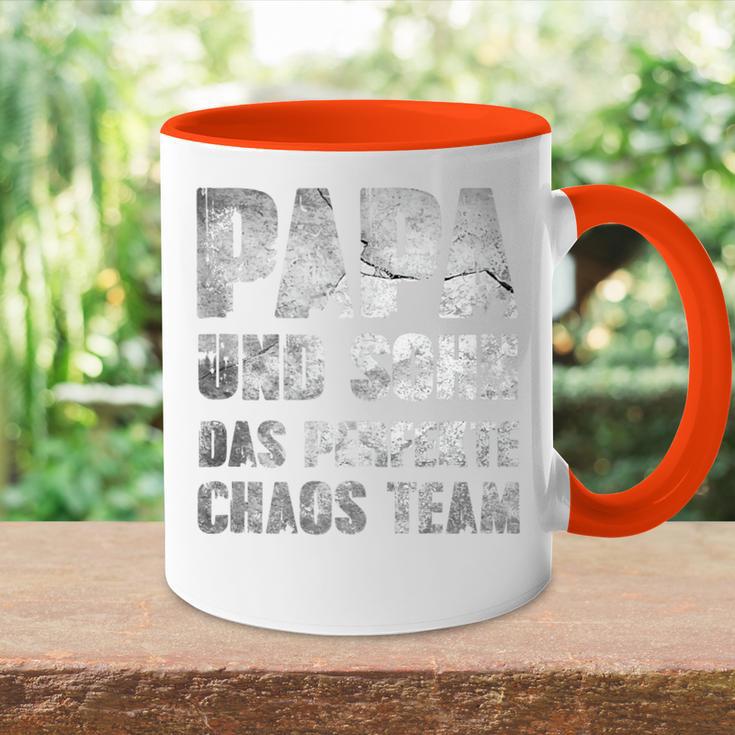 Papa & Sohn Das Perfekte Chaos Teamatertag Männertagater Tasse Zweifarbig