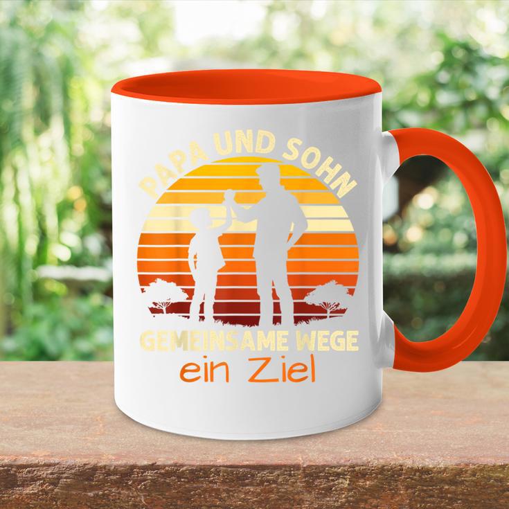 Papa & Sohn Gemeinsame Wege Ein Ziel Papaatertag Geschenke Tasse Zweifarbig