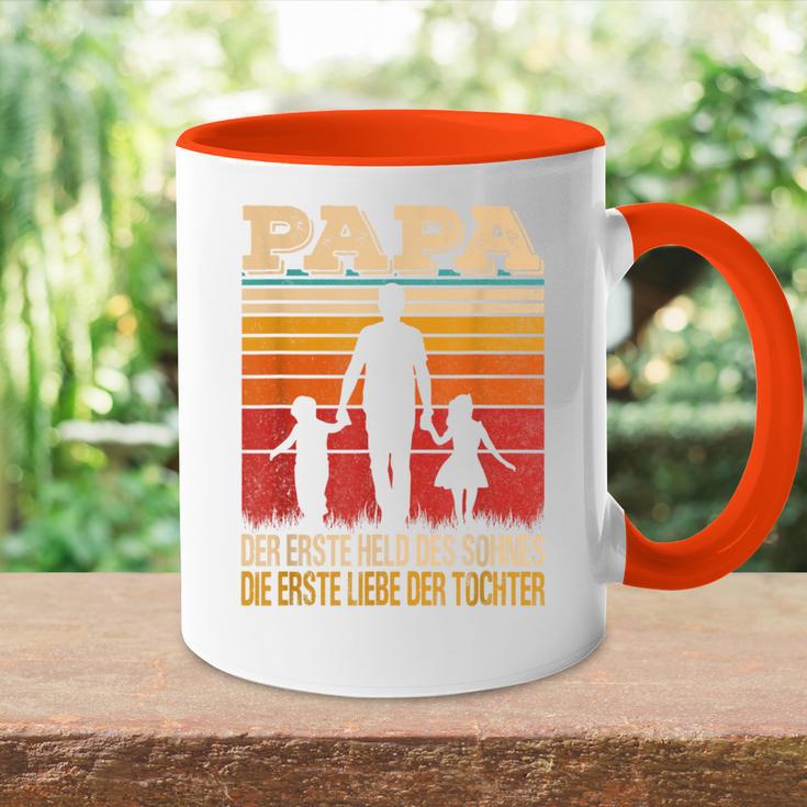 Papa Der Erste Held Des Sohnes Die Erste Liebe Der Tochter Tasse Zweifarbig