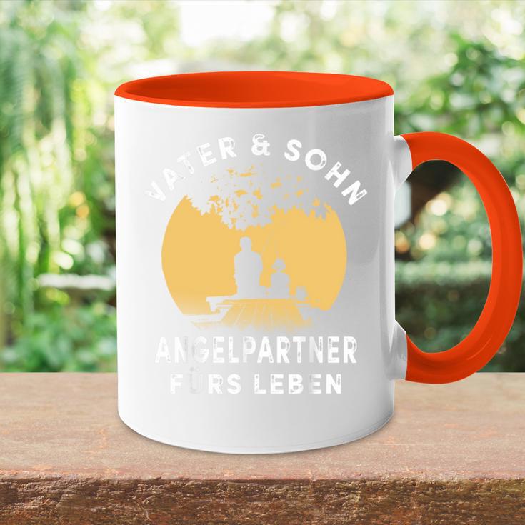 Papa Sohn Angler Geschenkater Sohn Angelpartner Angeln Tasse Zweifarbig