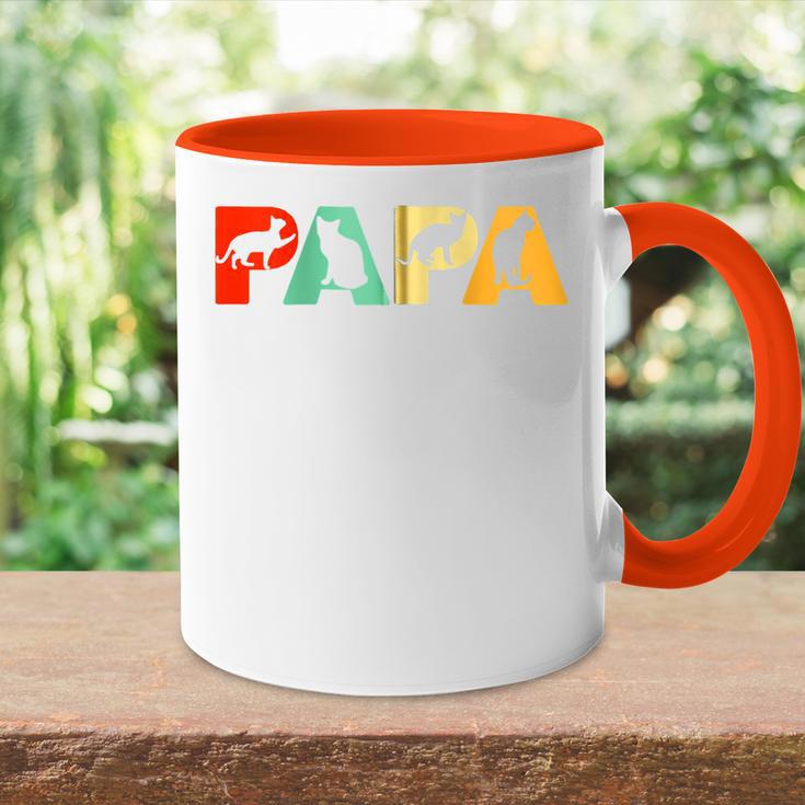 Retro Katze Papa Lustige Papa Katzeatertag Kapuzenjacke Tasse Zweifarbig