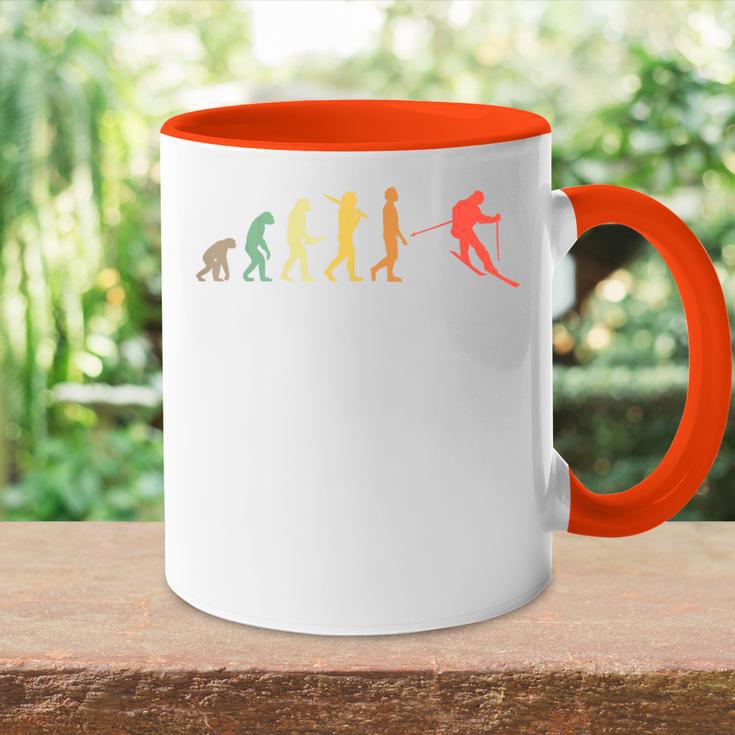 Retro Skiing Evolution For Skiers Tasse Zweifarbig