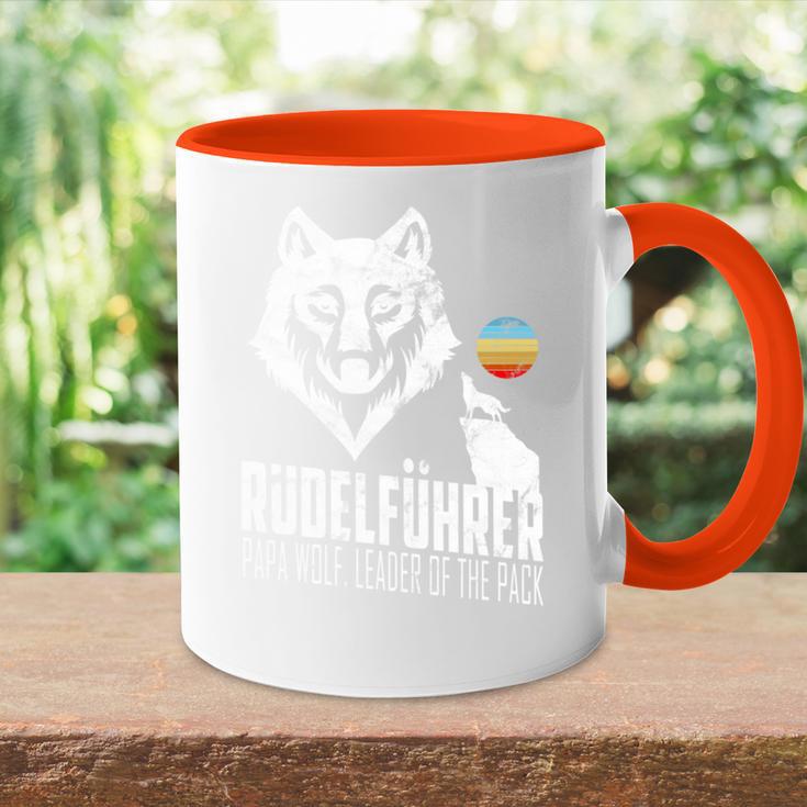 Rudelführer Wolf Head Father's Day Rudel Dadintage Dad Wolf Tasse Zweifarbig