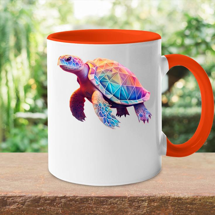 Schildkröte Bunt Polygon Pink Tiermotiv Kunst Geometrisch Tasse Zweifarbig