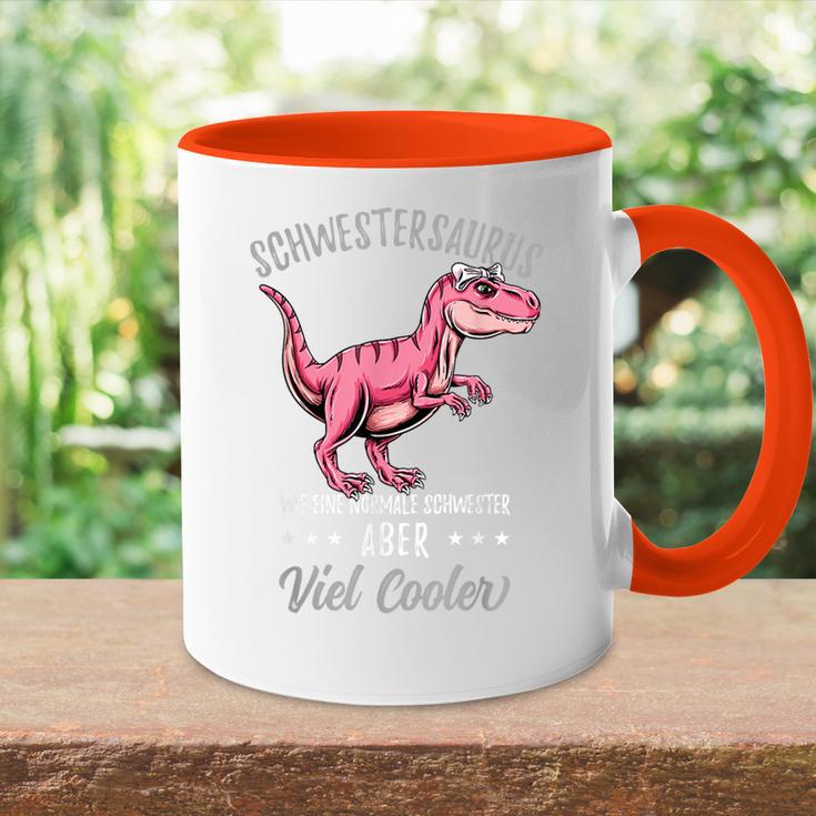 Schwestersaurus Lustiges Schwester Dinosaurier Tasse Zweifarbig