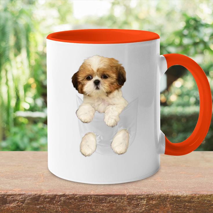 Shih Tzu Puppy In Pocket Tasse Zweifarbig