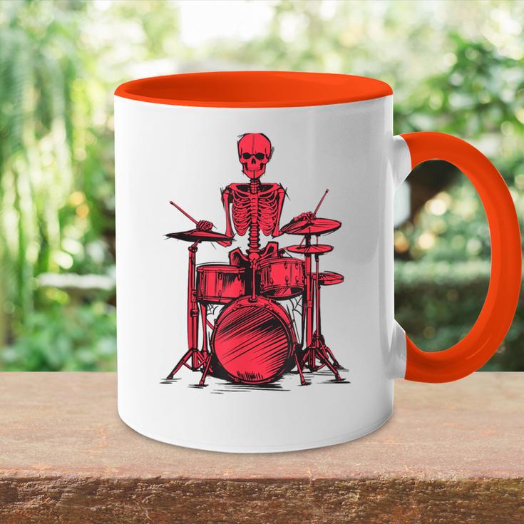 Skeleton Drummer On Drums For Musicians Tasse Zweifarbig