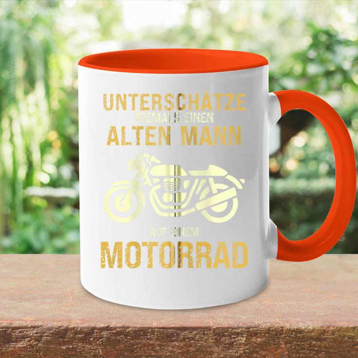 Unterschätze Niemals Alten Mann Motorrad Opa Papa Geschenk Kapuzenjacke Tasse Zweifarbig