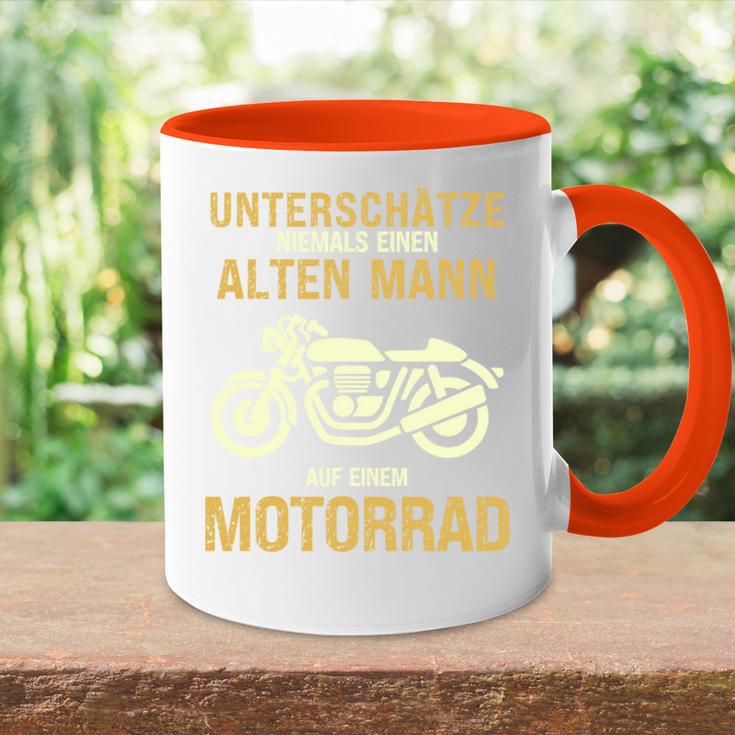 Unterschätze Niemals Alten Mann Motorrad Opa Papa Geschenk Tasse Zweifarbig