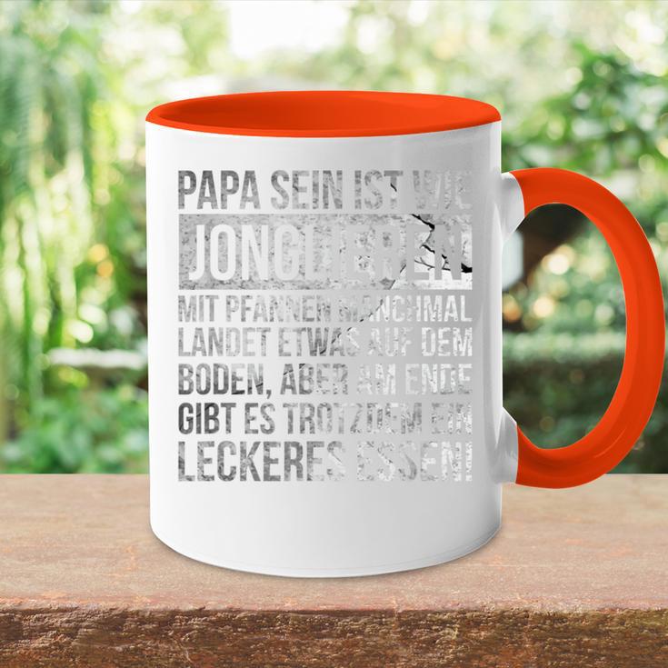 Vatertag Geschenk Papa Sein Ist Wie Jonglieren Mit Pfannen Tasse Zweifarbig